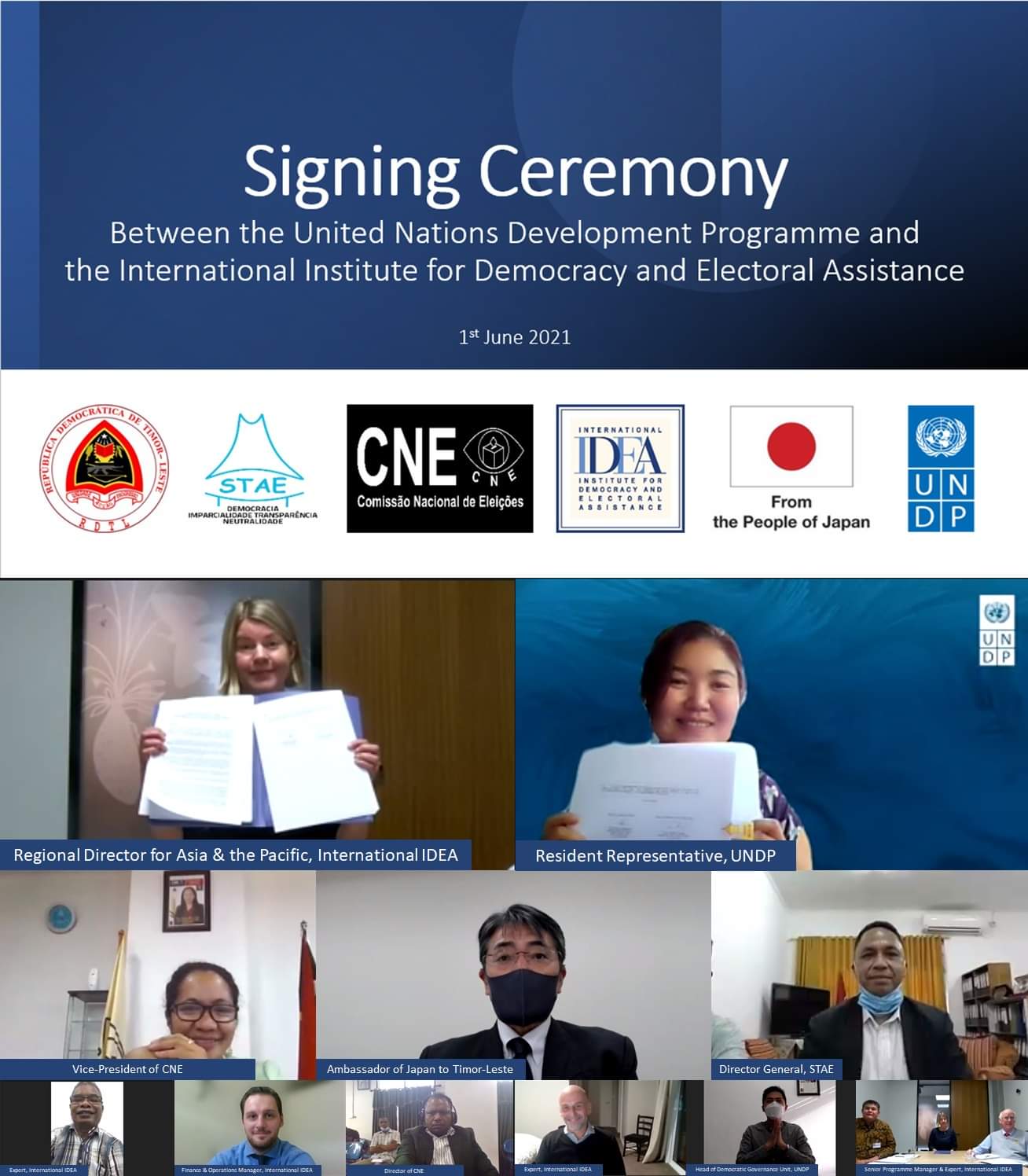 UNDP-IDEA sign an agreement to support Timor-Leste conduct COVID-19 resilient elections