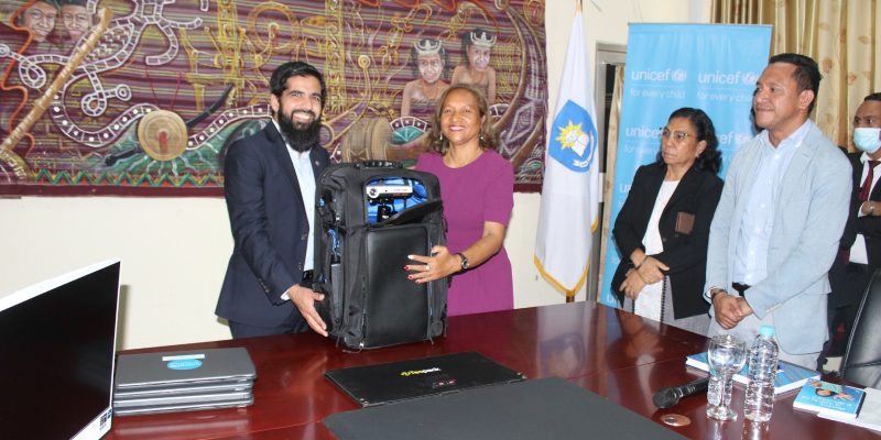 UNICEF hands over ICT equipment and school backpacks to Education Ministry