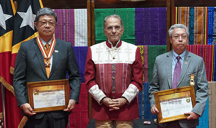 Timor-Leste President awards top national honors to Singapore diplomats