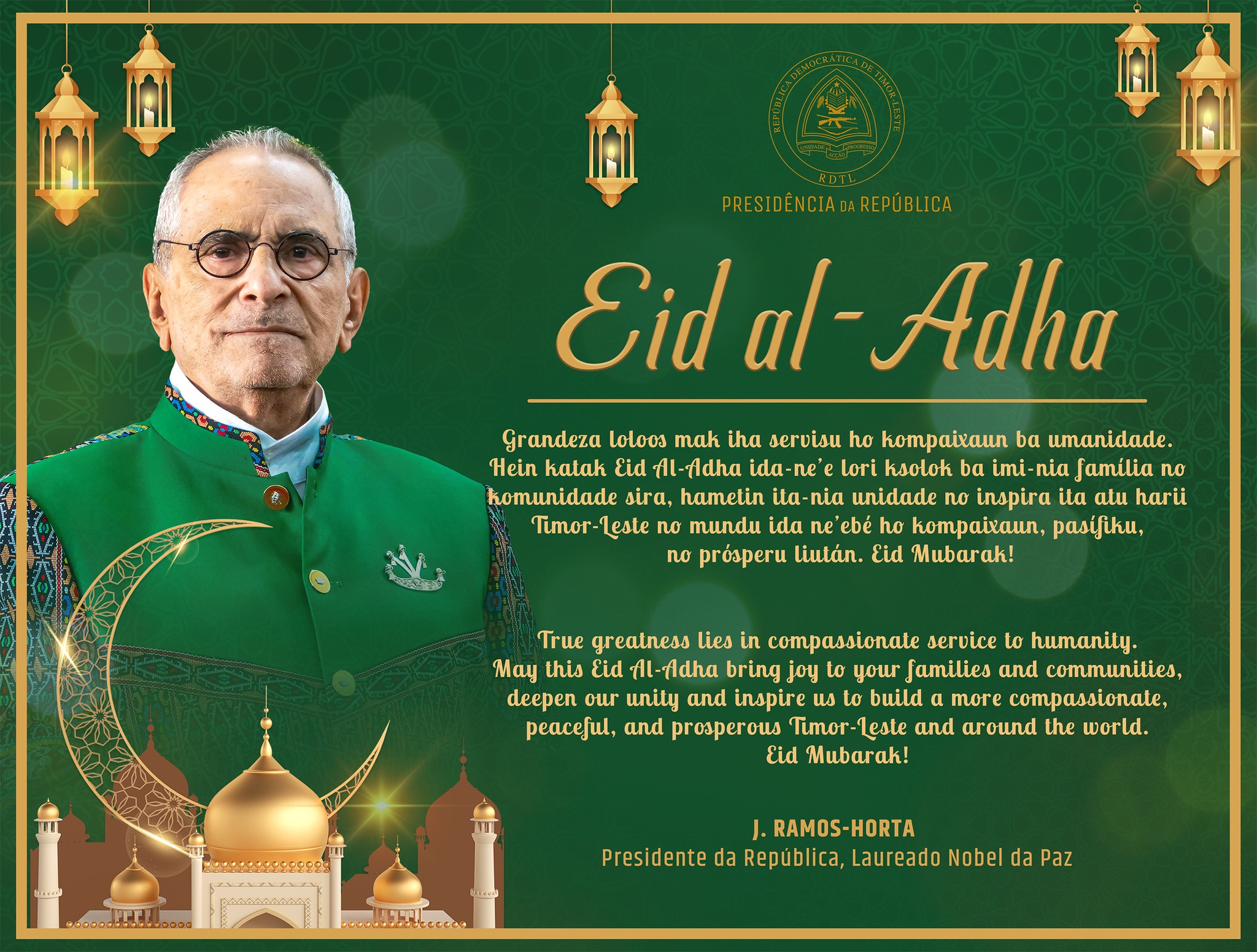 Eid al-Adha: Ramos-Horta extends geetings, calls for peace and human fraternity